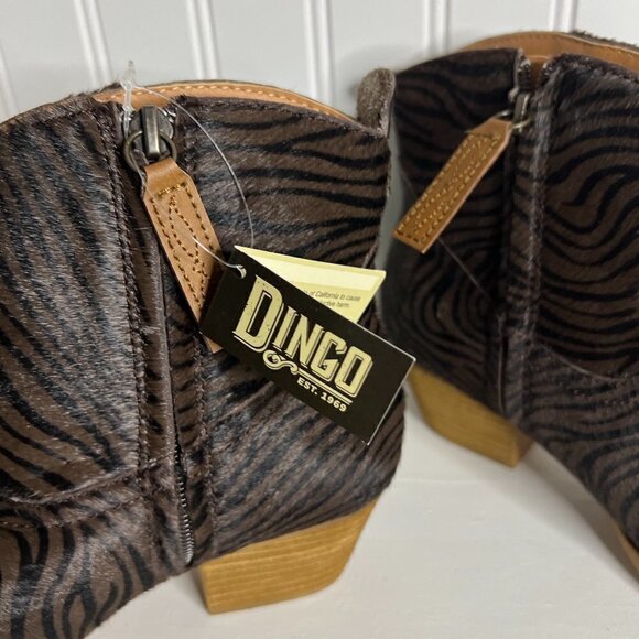 Dingo Hairy Up Genuine Calf Hair Western Boot Brown Zebra size 8 - Picture 5 of 8